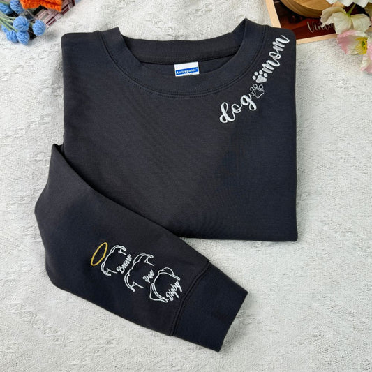 Personalisiertes Hundemama-Sweatshirt mit Kosenamen auf dem Ärmel, Geschenk für Tierliebhaber