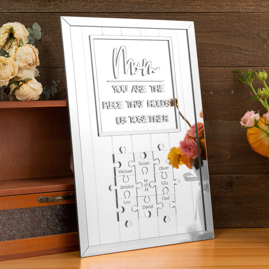 Mom You Are The Piece That Holds Us Together Personalized Acrylic Wooden Puzzle Piece Sign Mother's Day Gift