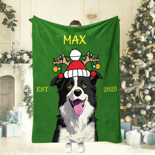 Personalized Christmas Pet Portrait Blanket Custom Dog Cat Photo Blanket Christmas Gift For Pet Lovers