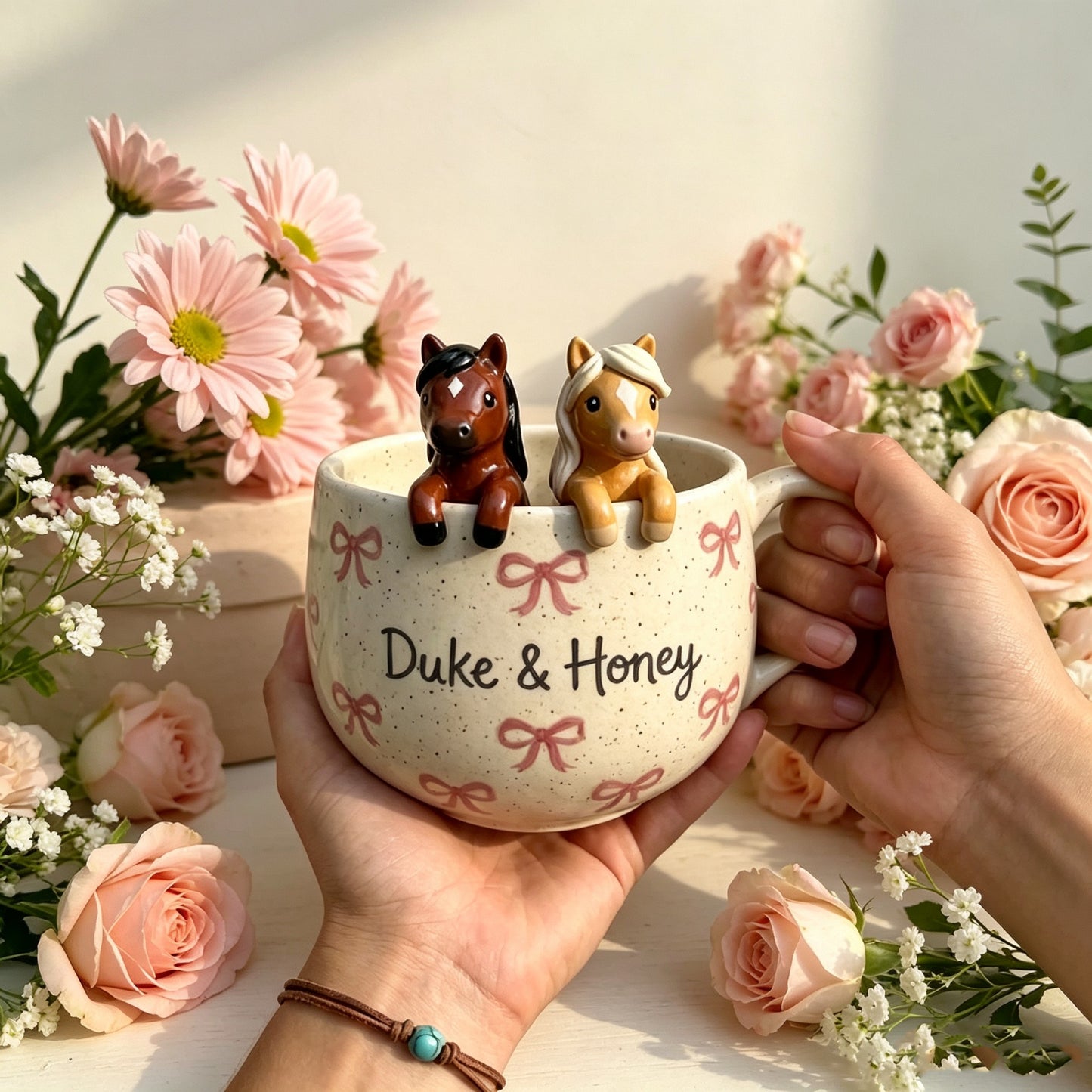 Mug personnalisé avec figurine d'animal de compagnie et nom – Mug en céramique fait main pour chat et chien, souvenir de Noël pour les amoureux des animaux