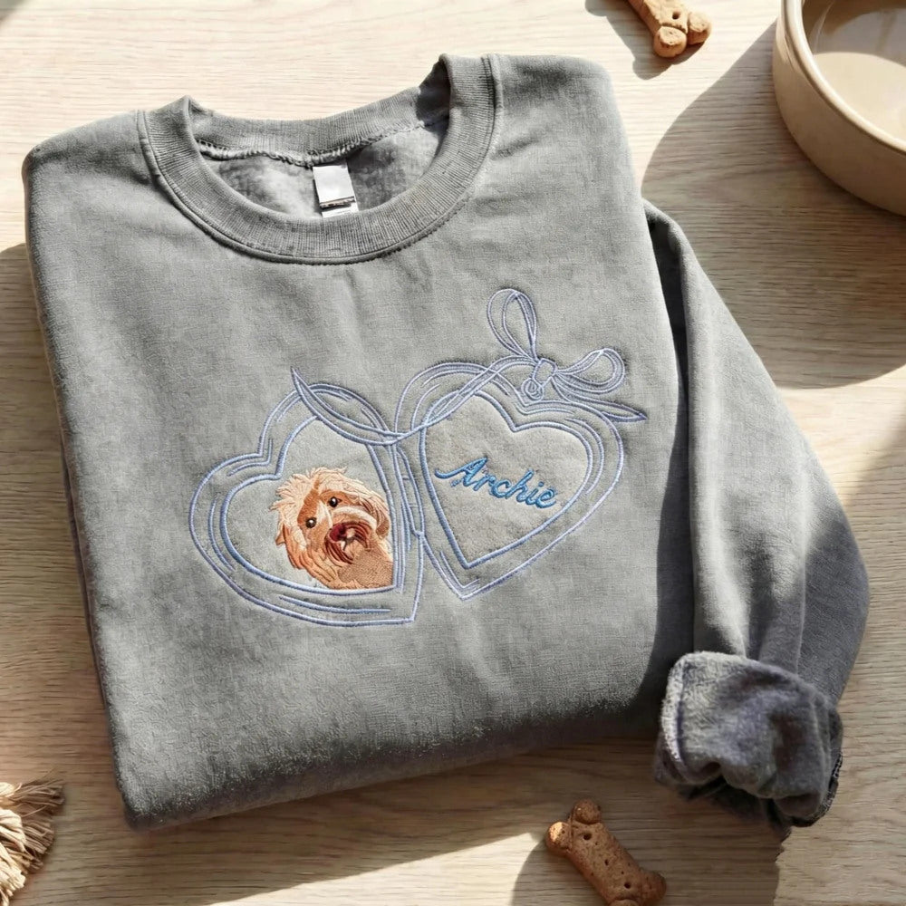 Sweat-shirt brodé personnalisé avec le visage et le nom de votre chien, cadeau souvenir pour les amoureux des animaux