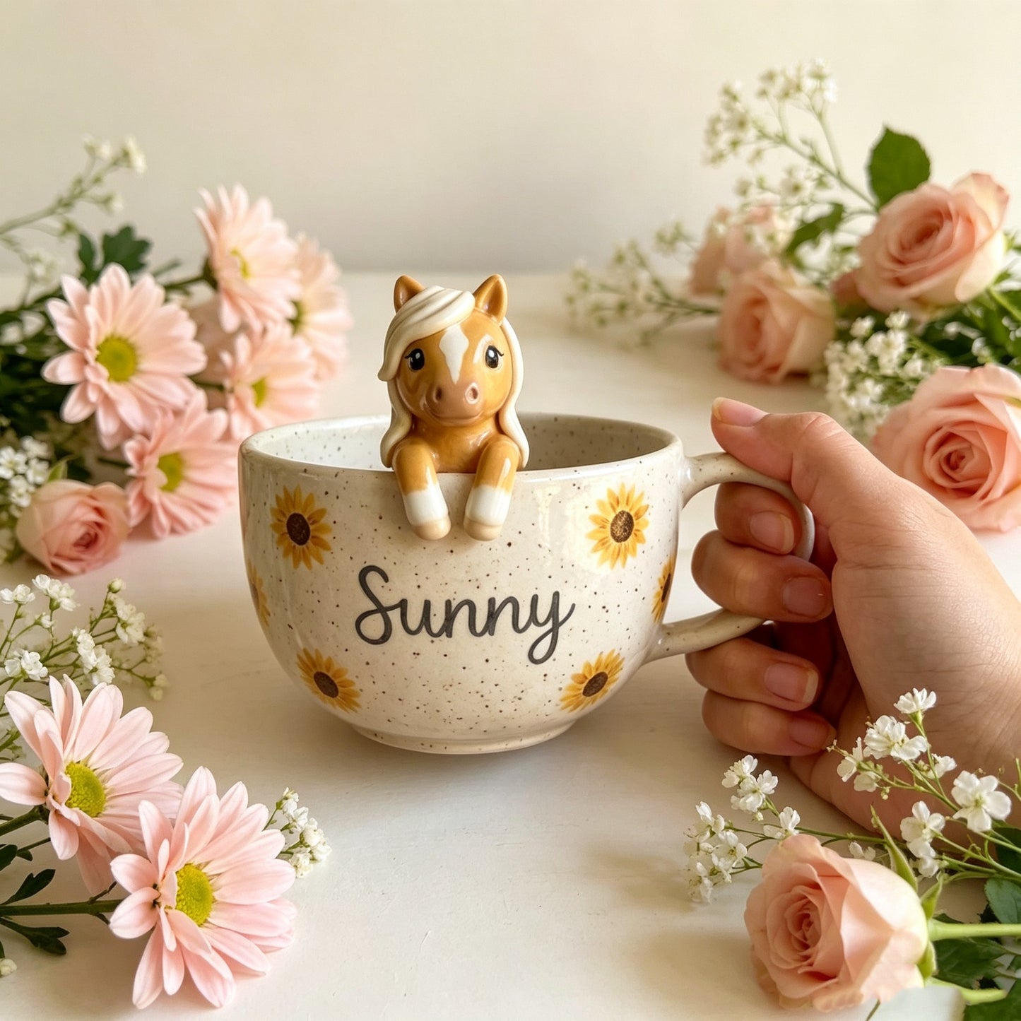 Mug personnalisé avec figurine d'animal de compagnie et nom – Mug en céramique fait main pour chat et chien, souvenir de Noël pour les amoureux des animaux