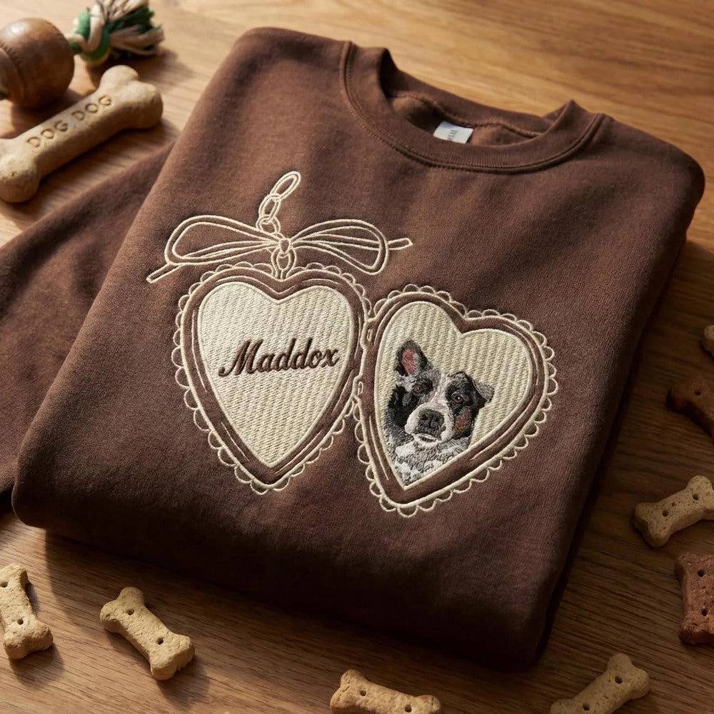 Sweat-shirt brodé personnalisé avec le visage et le nom de votre chien, cadeau souvenir pour les amoureux des animaux