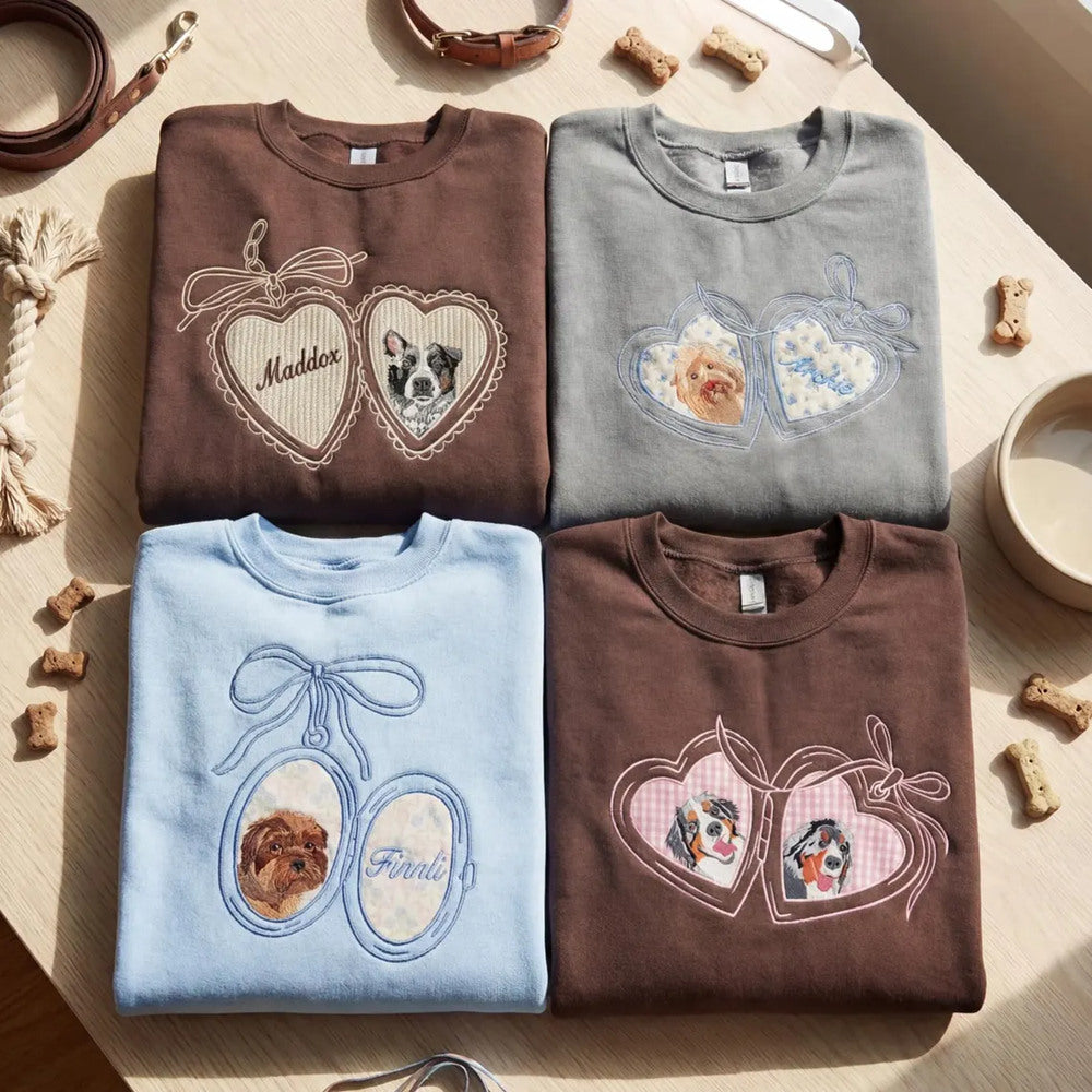 Sweat-shirt brodé personnalisé avec le visage et le nom de votre chien, cadeau souvenir pour les amoureux des animaux
