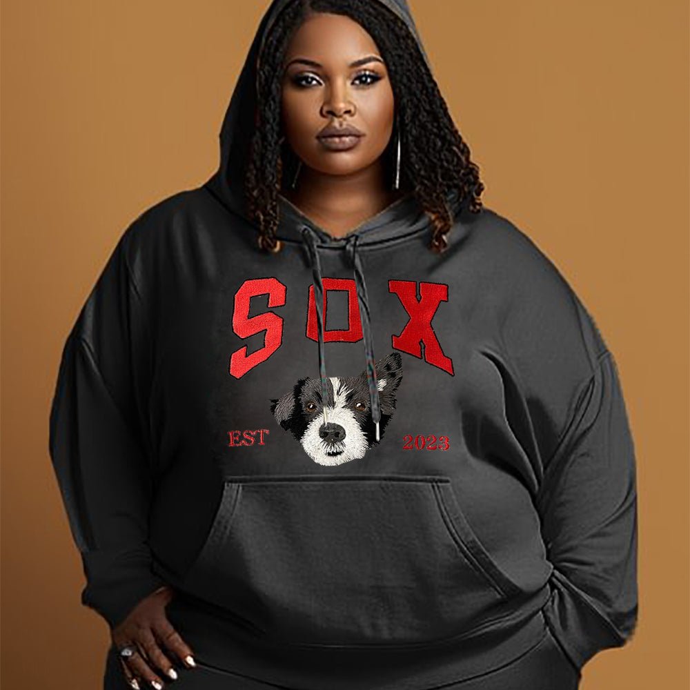 Cara de mascota bordada personalizada y nombre de mascota sudadera retrato de perro bordado cuello redondo regalo amante de las mascotas