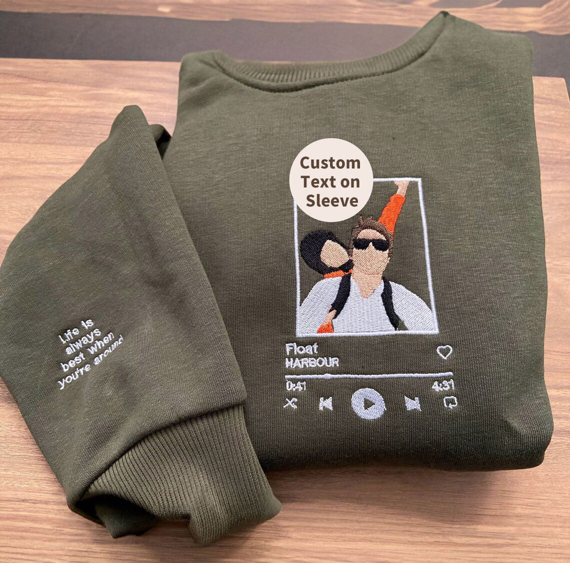 Individuell besticktes Paar-Portrait-Musikspieler-passendes Kapuzenpullover-Sweatshirt zum Valentinstag 