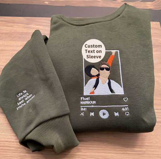 Individuell besticktes Paar-Portrait-Musikspieler-passendes Kapuzenpullover-Sweatshirt zum Valentinstag 