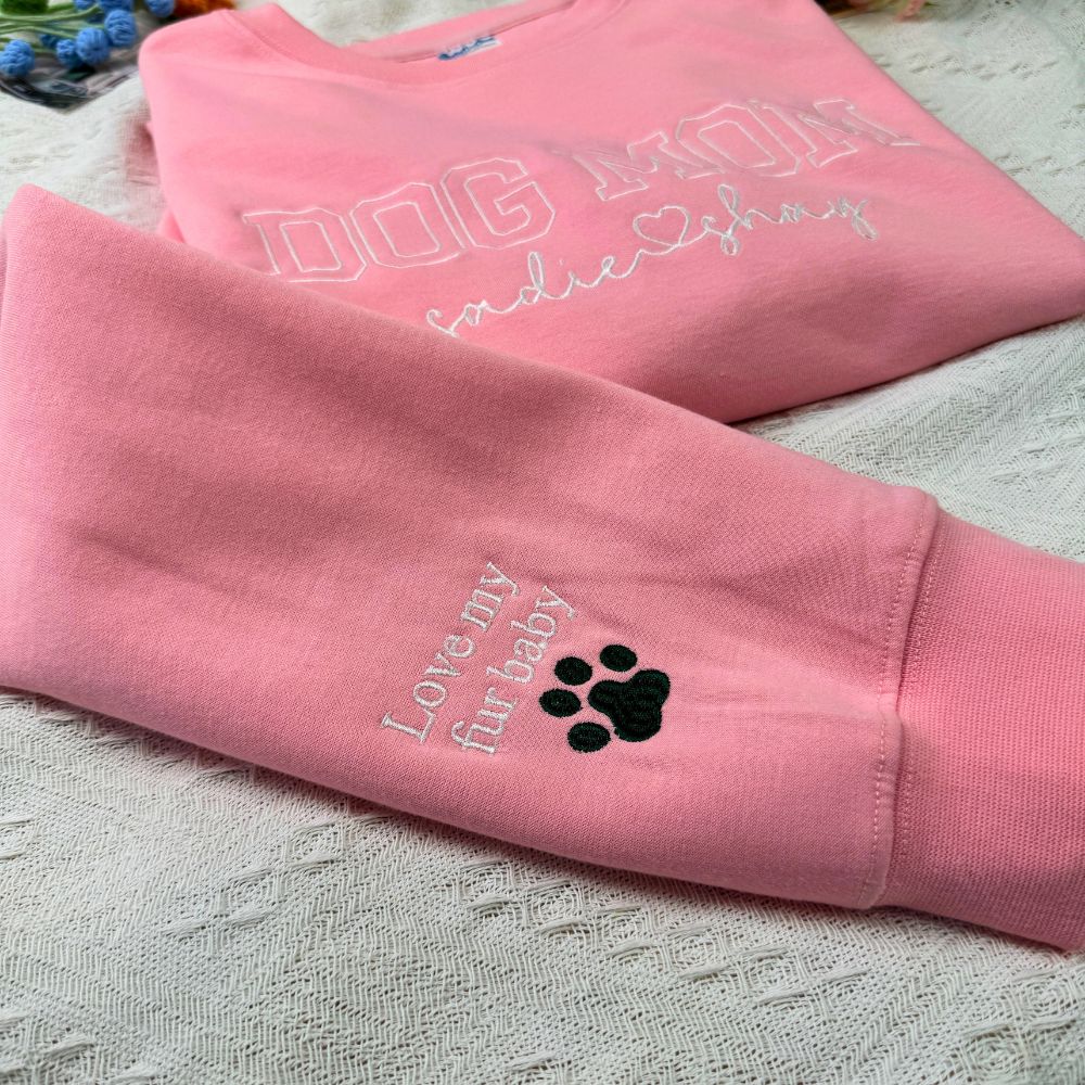 Personalisiertes Hundemama-Sweatshirt mit Kosenamen auf dem Ärmel, Geschenk für Tierliebhaber