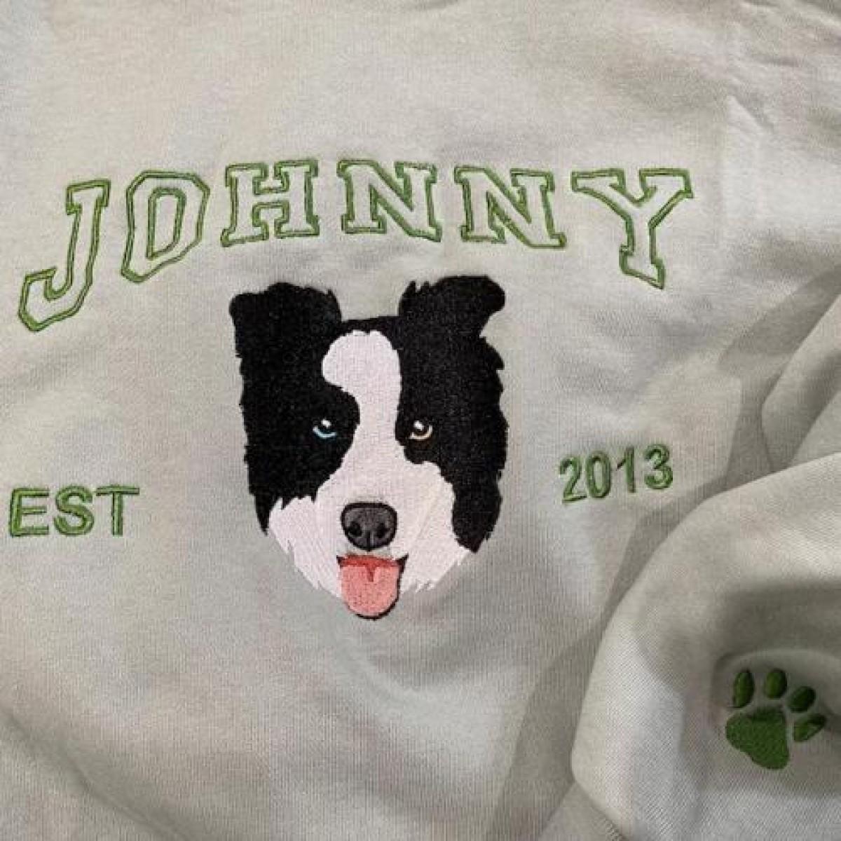 Personalized Embroidered Pet Dog Face and Name Est Sweatshirt Keepsake Gift for Pet Lovers
