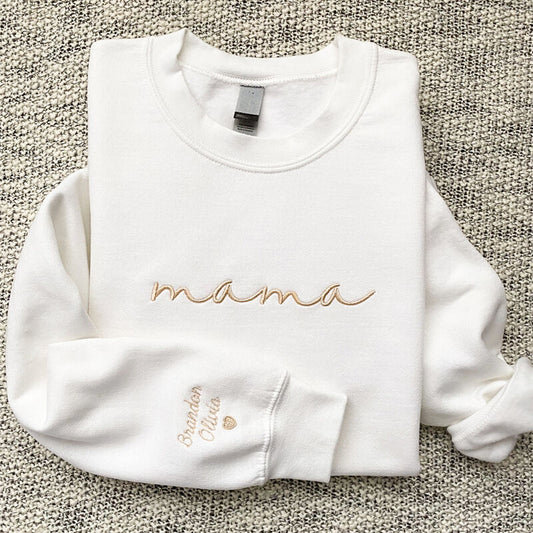 Benutzerdefinierte bestickte Mama EST Sweatshirt Geschenk für Mama
