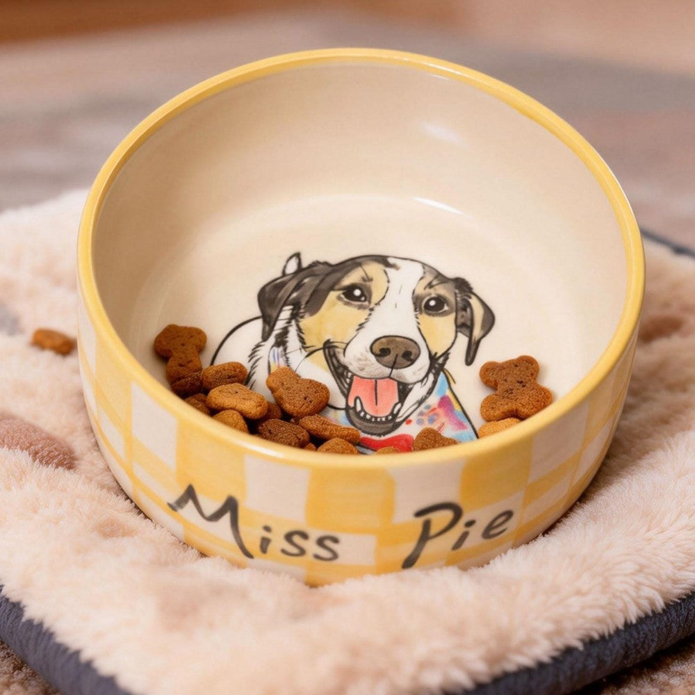 Gamelle personnalisée en céramique avec oreilles et nom de chien, cadeau pour les amoureux des animaux