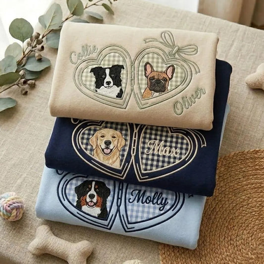 Sweat-shirt brodé personnalisé avec le visage et le nom de votre chien, cadeau souvenir pour les amoureux des animaux