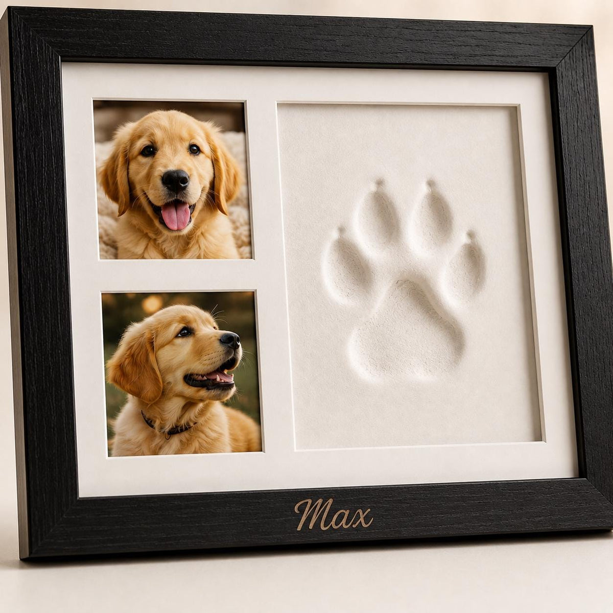 Personalized Pet Paw Keepsake Kit, Solid Wood Dog or Cat Memorial Photo Frame