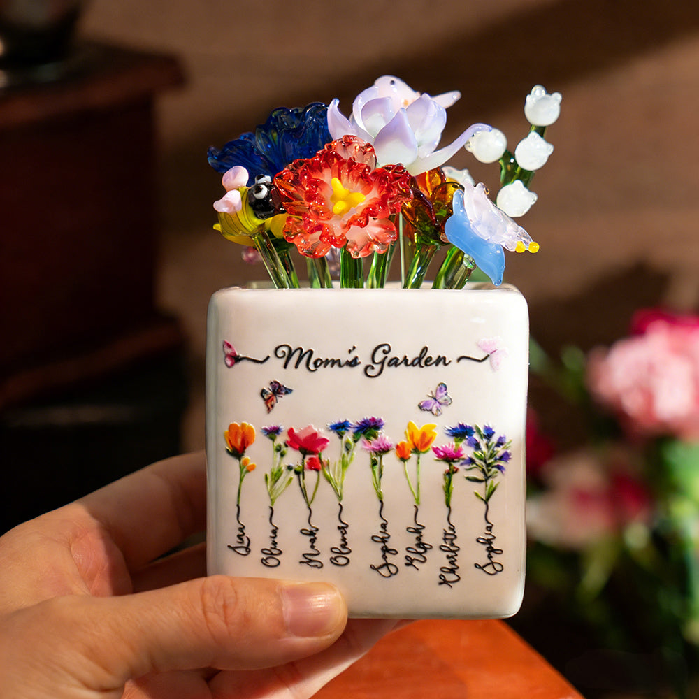 Fleur en verre personnalisée pour le mois de naissance, cadeaux uniques pour maman, grand-mère, fête des mères, idées cadeaux de Noël