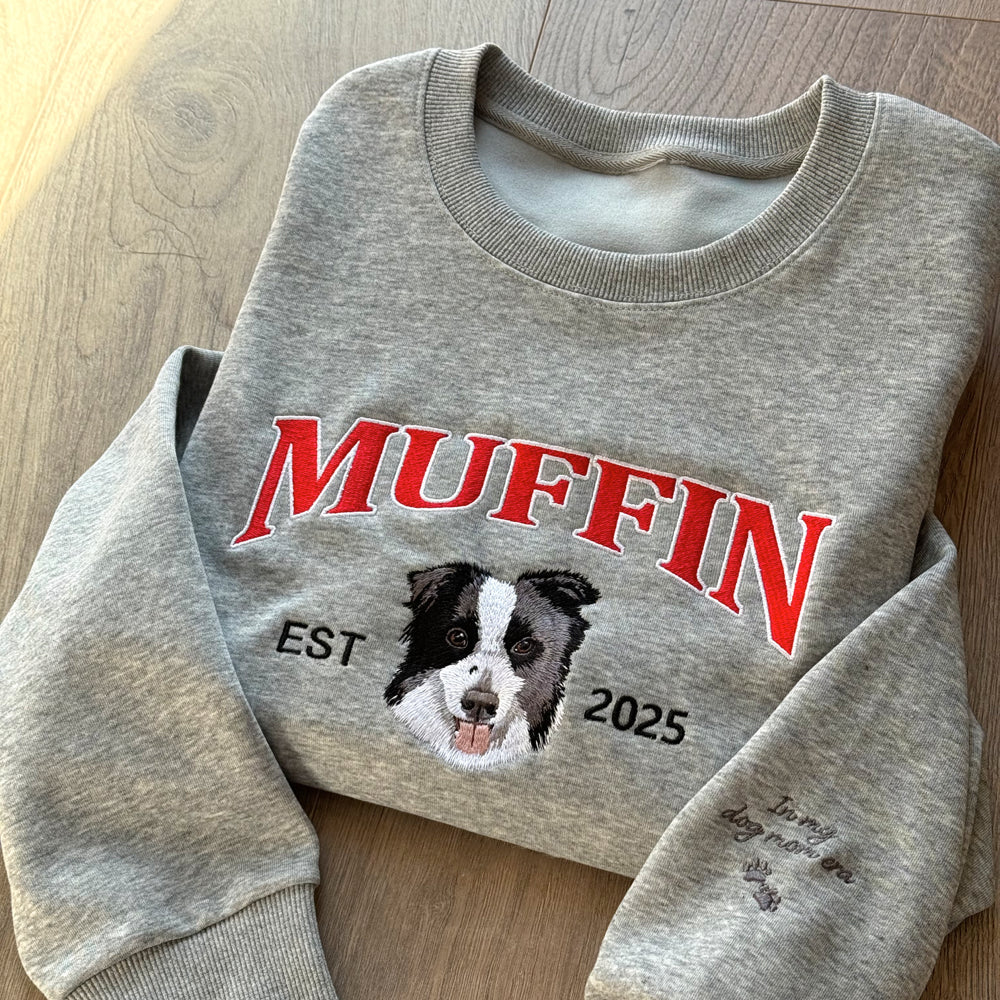 Personalized Embroidered Pet Dog Face and Name Est Sweatshirt Keepsake Gift for Pet Lovers