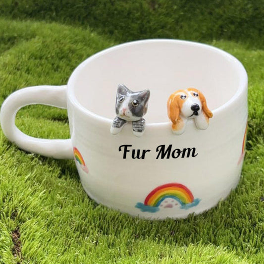 Personalized Fur Mom Pet Figure Ceramic Mug Mother's Day Gift Pet Lovers