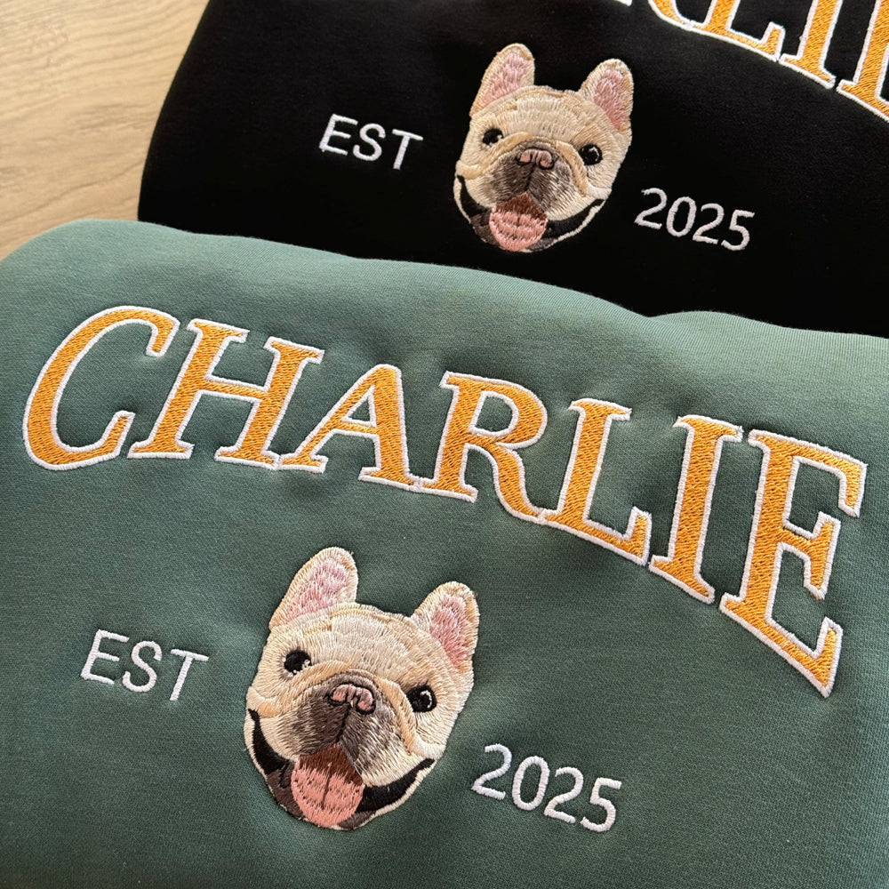 Personalized Embroidered Pet Dog Face and Name Est Sweatshirt Keepsake Gift for Pet Lovers