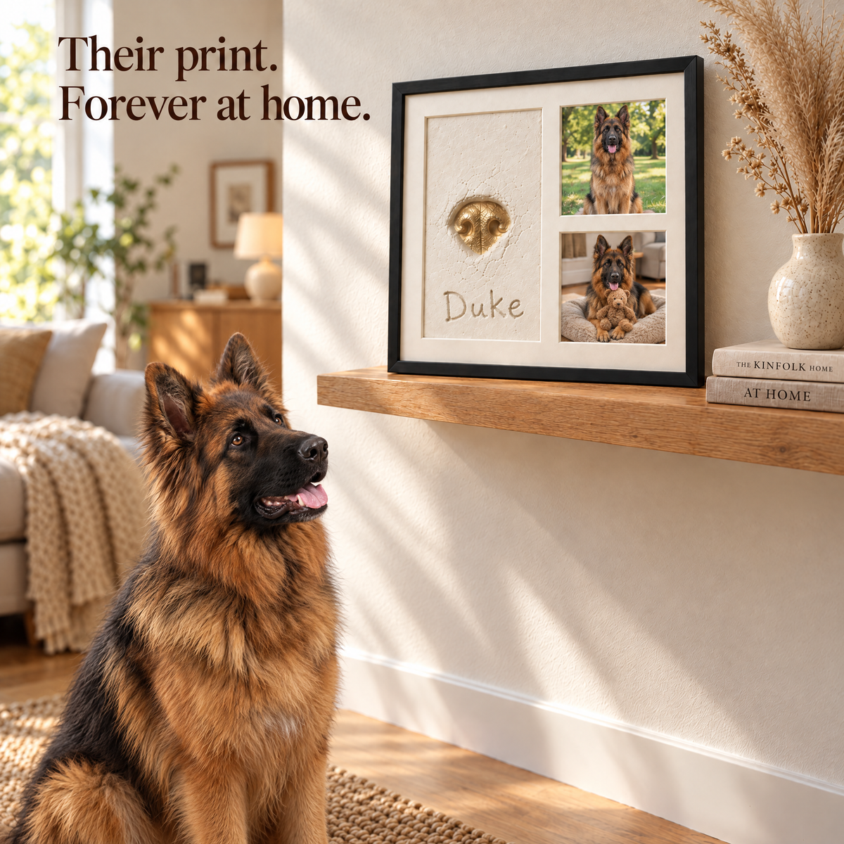 Personalized Pet Paw & Nose Print Keepsake Kit, Solid Wood Dog or Cat Memorial Photo Frame