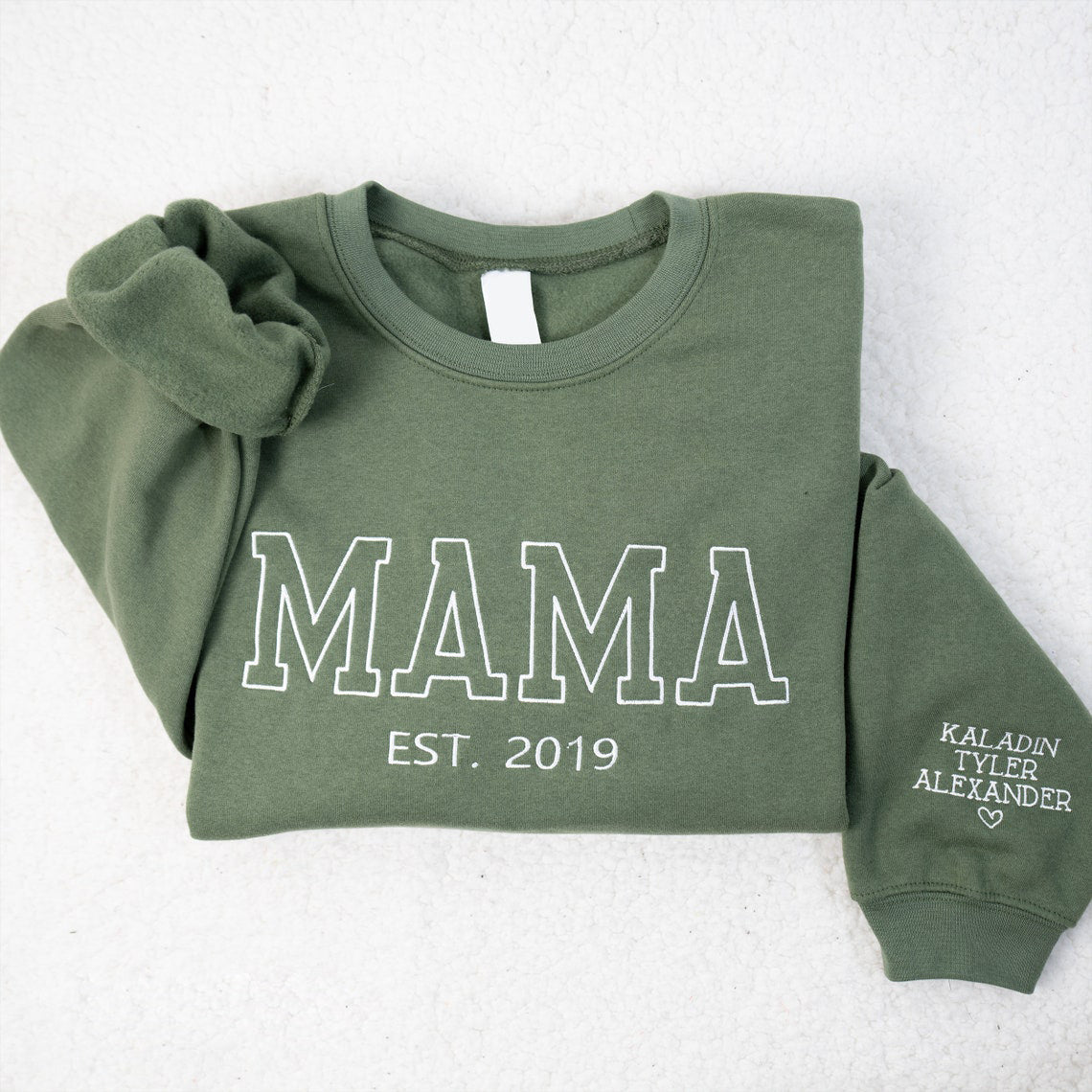 Personalisiertes besticktes Mama EST Year Sweatshirt Muttertagsgeschenk für Mama