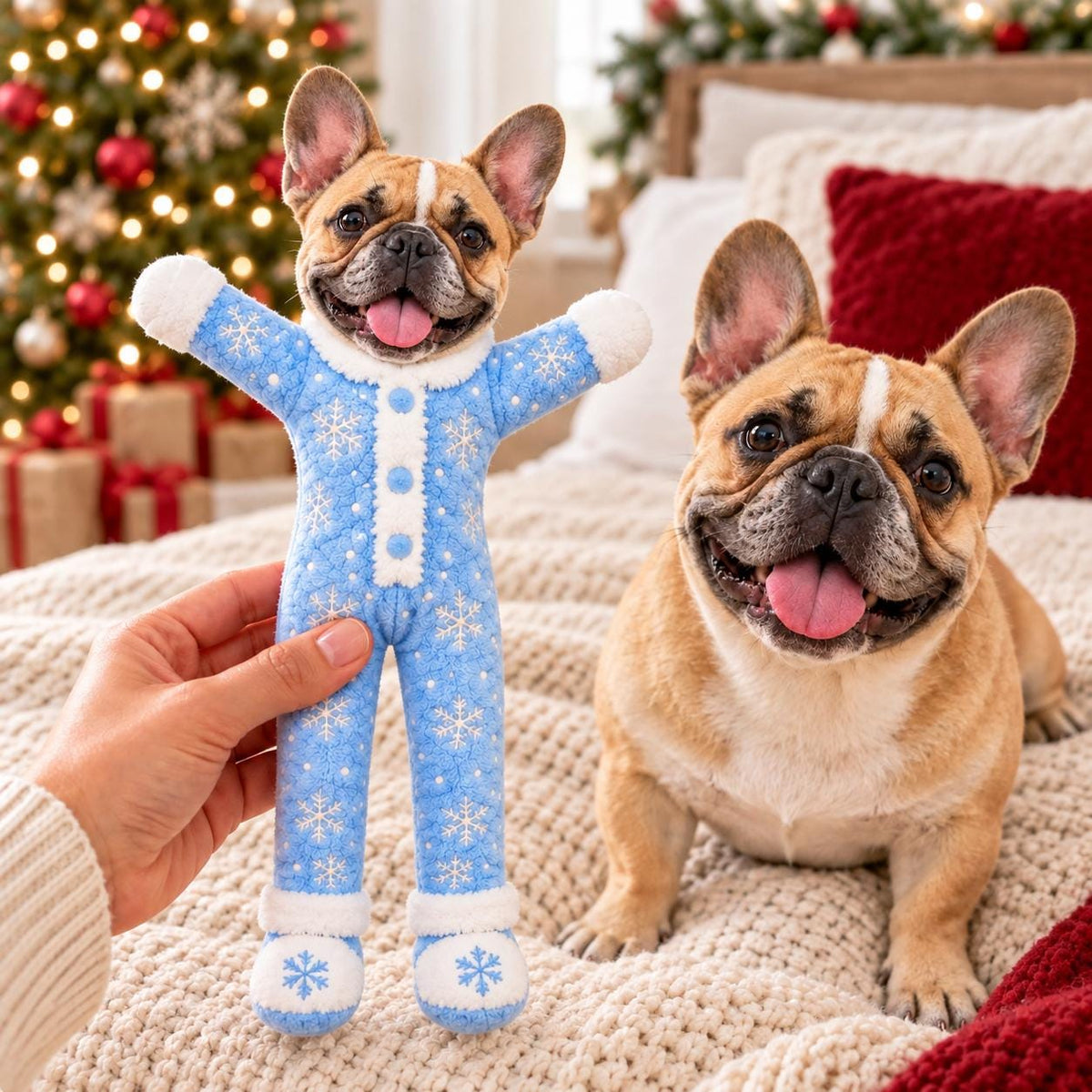 Écharpe tissée personnalisée avec portrait d'animal brodé et nom – Cadeau de Noël personnalisé pour les amoureux des animaux