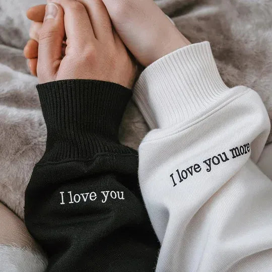 Personalized Embroidered Photo Couple LOVE Est Year Sweatshirt/Hoodie/T-shirt Valentines Gift For Lovers