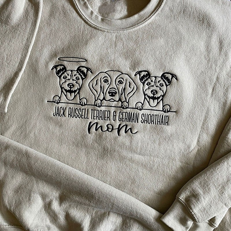 Sudadera con capucha bordada para mamá de perro con retrato de mascota y nombres de mascotas, regalo para amantes de las mascotas