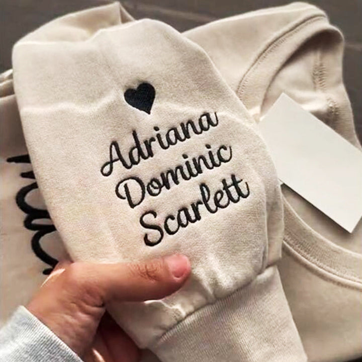 Custom Embroidered Mama Sweatshirt with Kids Names on Sleeve Mother's Day Gift for Mom Grandma