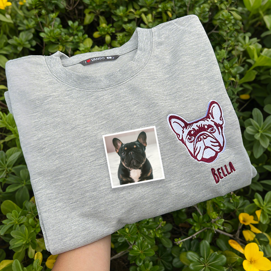 Custom Embroidered Pet Portraits Simple Icons Sweatshirt Christmas Keepsake Gift For Dog Cat Owner