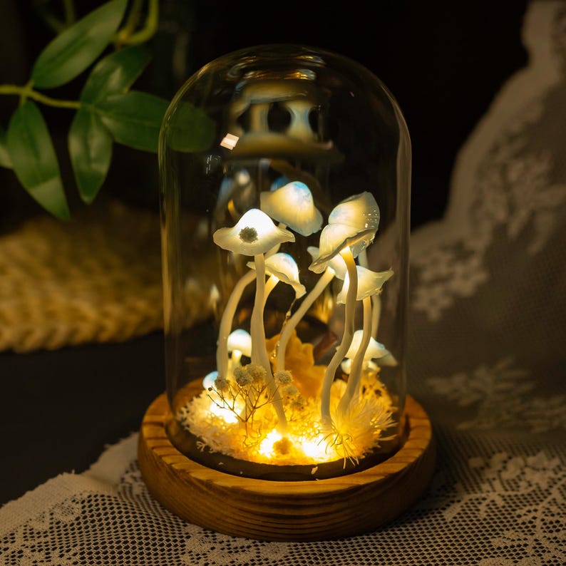 Handmade Pet Figurine Mushroom Night Light Birthday Christmas Gift For Pet Lovers Unique Home Decor