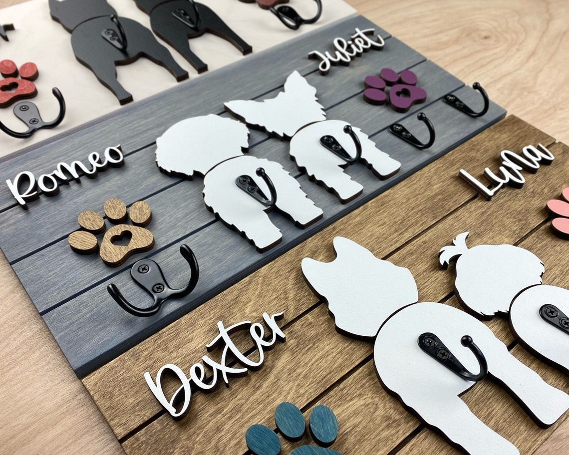Custom Dog Butt Leash Holder for Wall Personalized Pet Leash Rack & Key Hook Unique Gift for Dog Owners