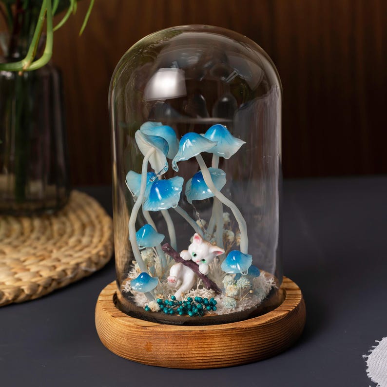 Handmade Pet Figurine Mushroom Night Light Birthday Christmas Gift For Pet Lovers Unique Home Decor
