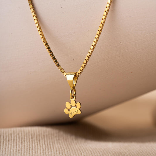 Personalized Pet Paw Print Name Necklace Unique Gift Idea Pet Memorial Gift