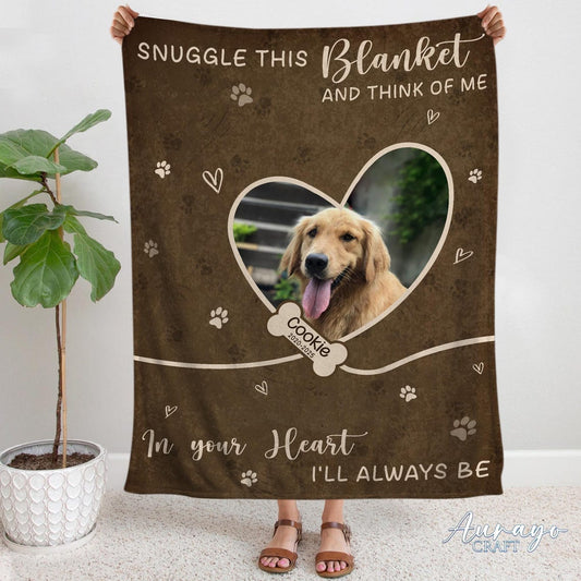 Custom Dog Memorial Blanket with Pet Photo – Personalized Pet Remembrance Gift for Dog Mom & Dad