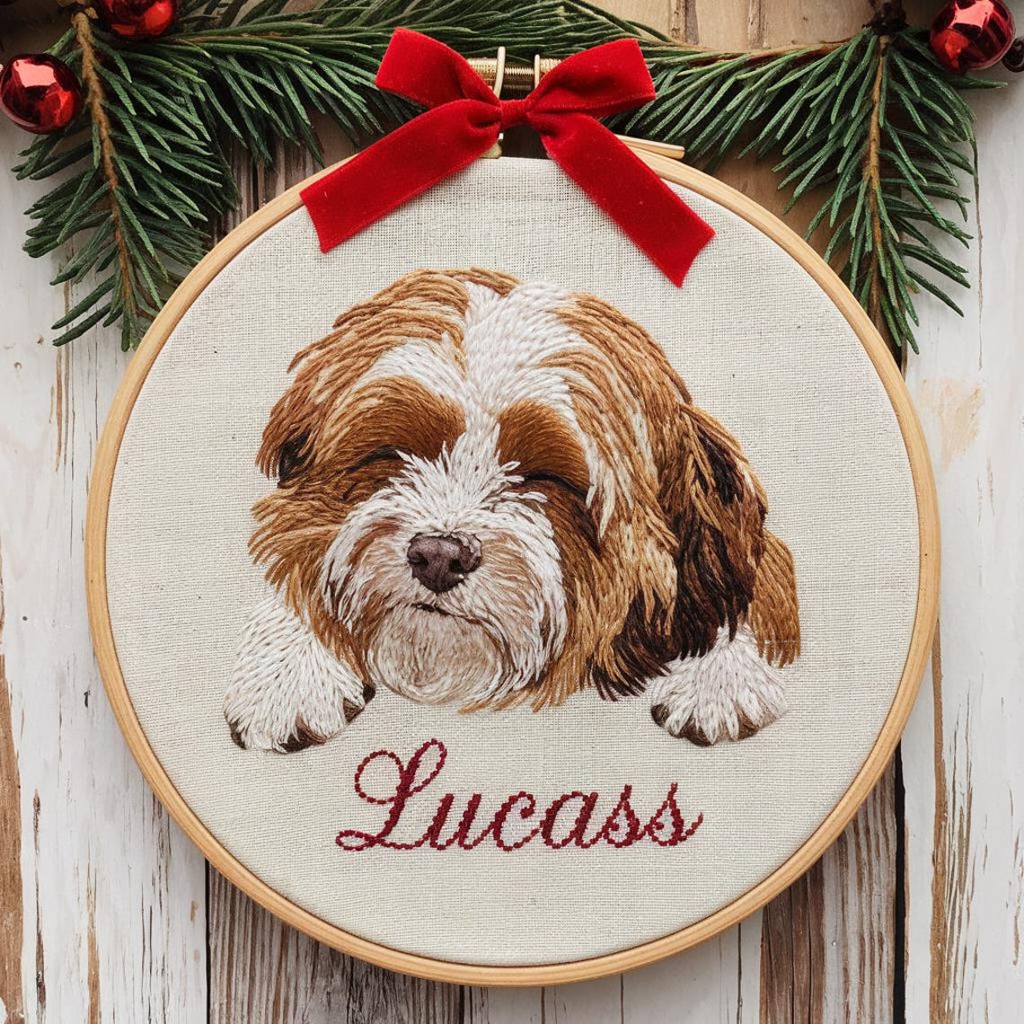 Personalized Embroidered Pet Picture Ornament Custom Dog Ornament Gift For Dog Owners Christmas Gift For Pet Lovers