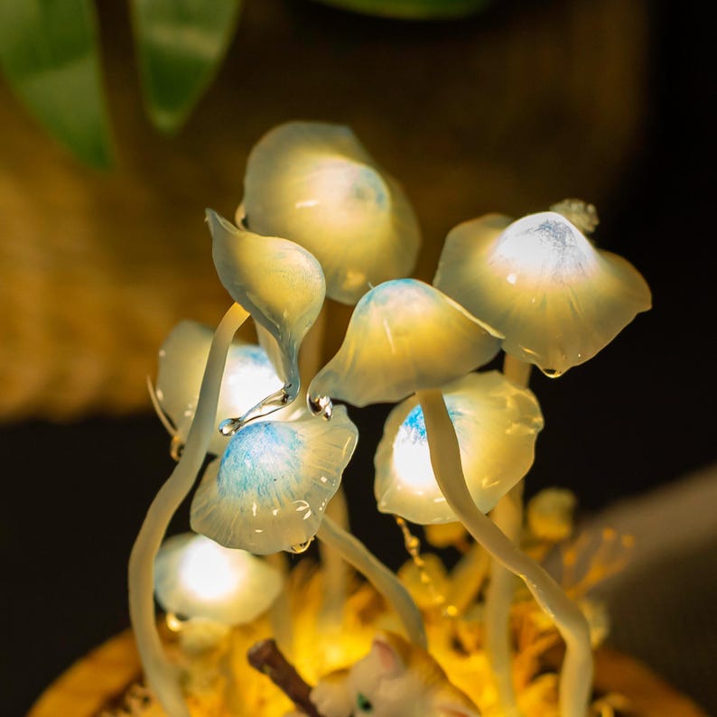 Handmade Pet Figurine Mushroom Night Light Birthday Christmas Gift For Pet Lovers Unique Home Decor