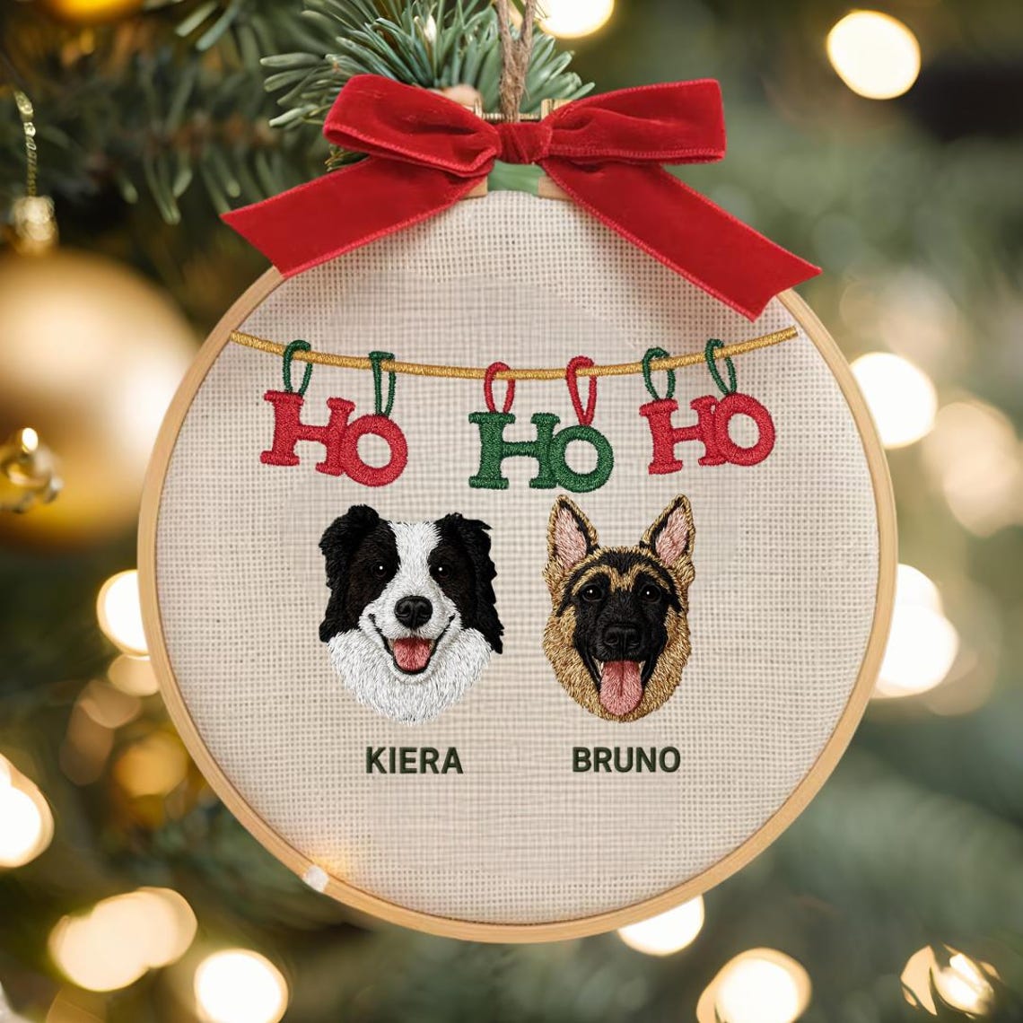 Personalized Embroidered Pet Portrait Christmas Ornament Gift For Dog Owners Pet Lovers