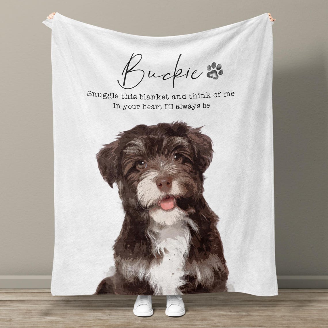 Custom Dog Memorial Blanket with Pet Photo – Personalized Pet Remembrance Gift for Dog Mom & Dad