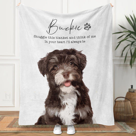 Custom Dog Memorial Blanket with Pet Photo – Personalized Pet Remembrance Gift for Dog Mom & Dad