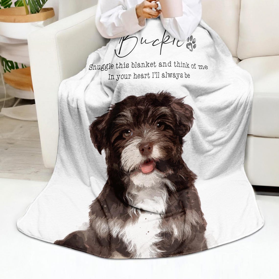 Custom Dog Memorial Blanket with Pet Photo – Personalized Pet Remembrance Gift for Dog Mom & Dad