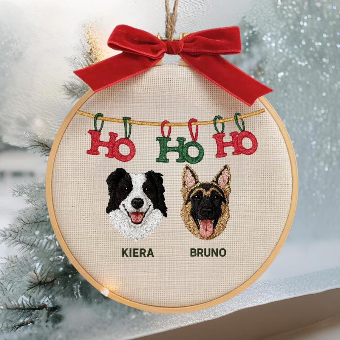 Personalized Embroidered Pet Portrait Christmas Ornament Gift For Dog Owners Pet Lovers