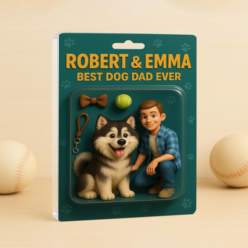 Best Dog Dad Ever Acrylic Plaque with Name Custom Figure From Photo Acrylic Block Unique Gifts for Dog Lover Father's Day Gift
