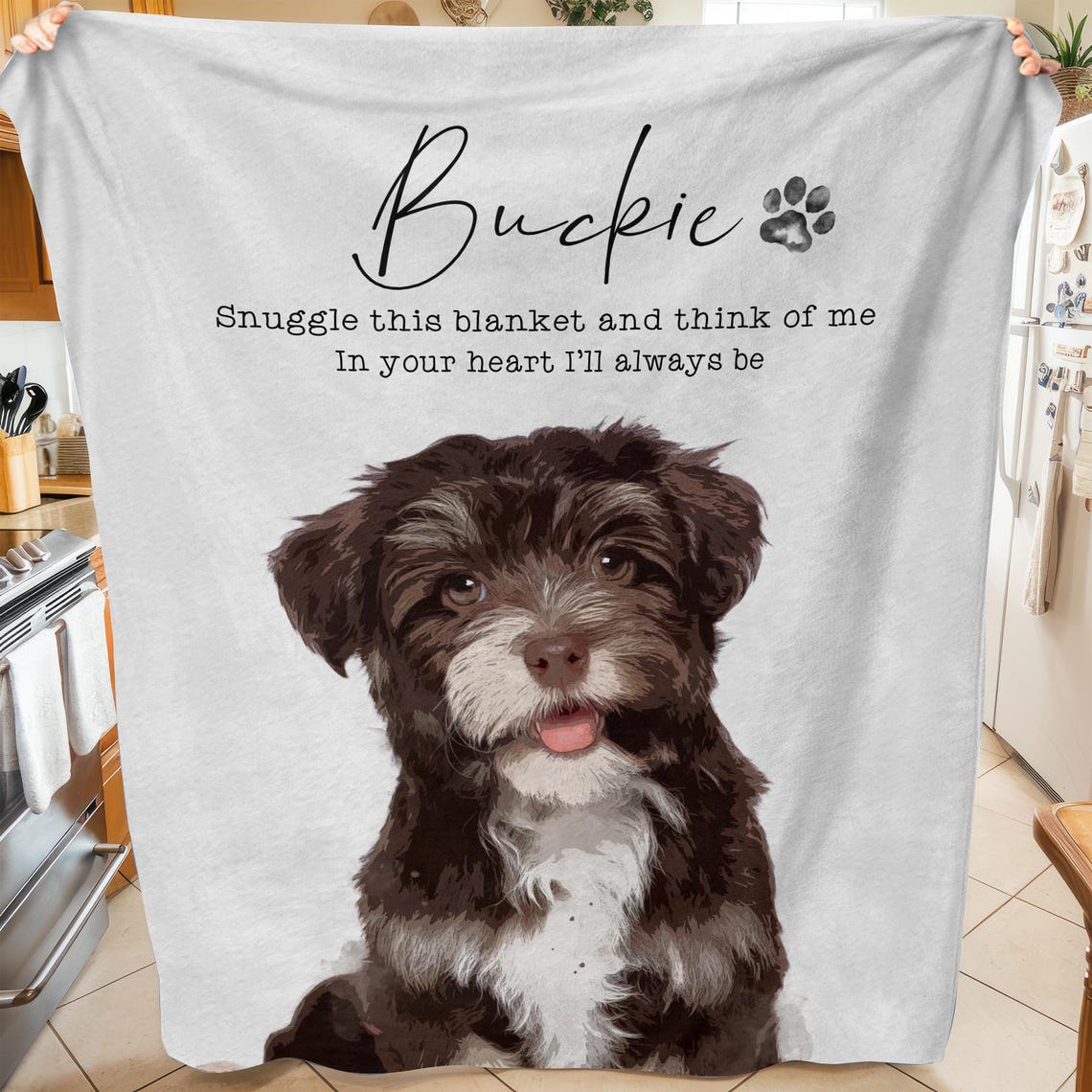 Custom Dog Memorial Blanket with Pet Photo – Personalized Pet Remembrance Gift for Dog Mom & Dad