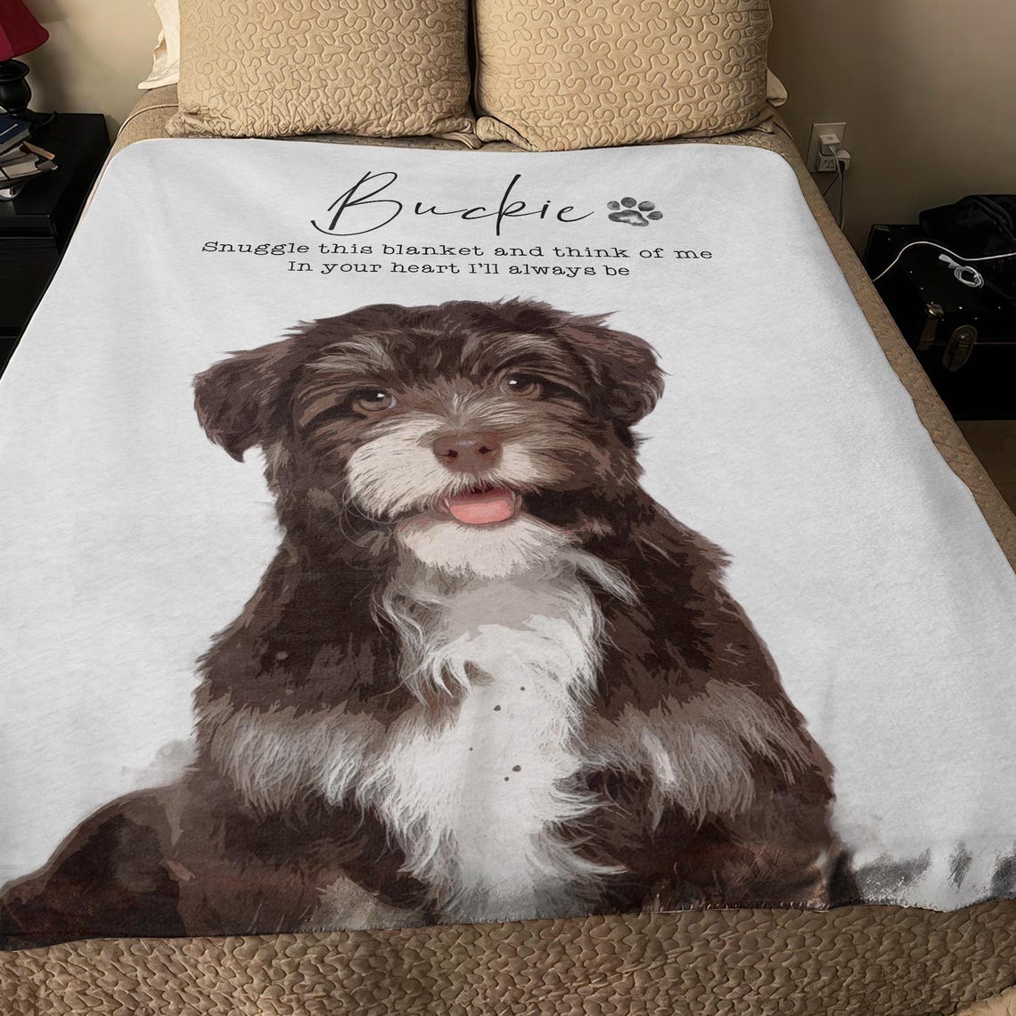 Custom Dog Memorial Blanket with Pet Photo – Personalized Pet Remembrance Gift for Dog Mom & Dad