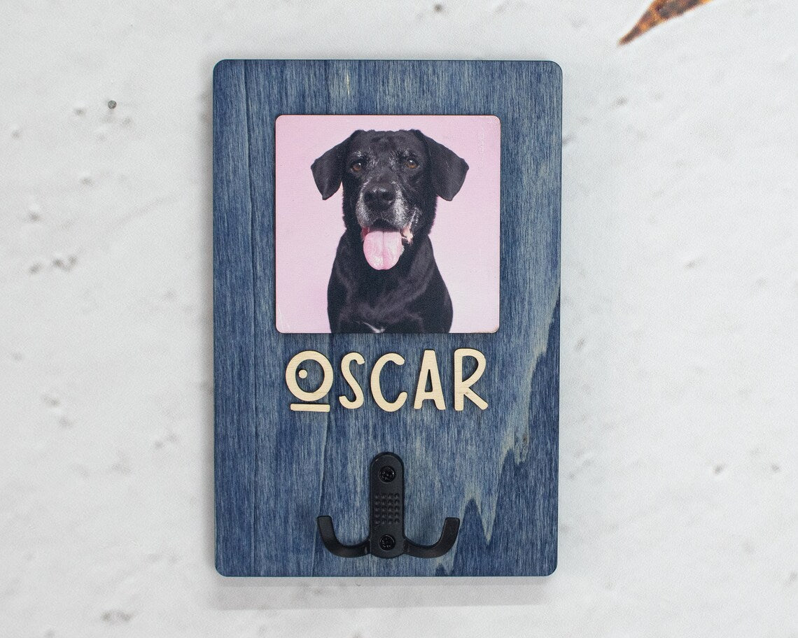 Personalized Pet Leash Holder with Pet Photo and Name Pet Supplies Gift for Dog Cat Lovers