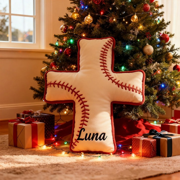 Personalized 3d Printed Baseball Cross Pillow A Religious Gift For Baseball Enthusiasts