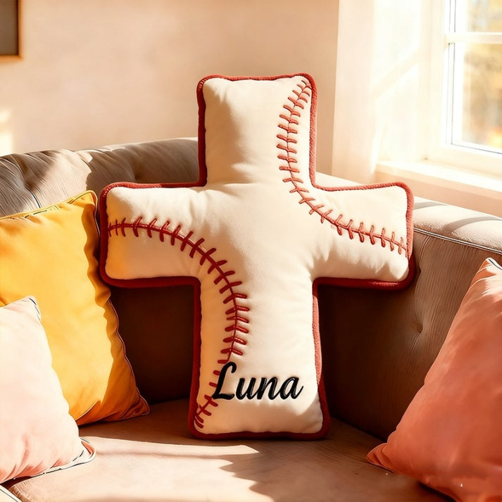 Personalized 3d Printed Baseball Cross Pillow A Religious Gift For Baseball Enthusiasts