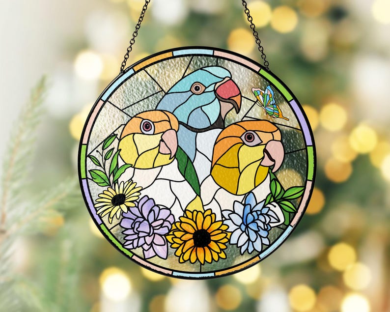 Custom Pet Portrait Stained Glass Suncatcher – Dog or Cat Memorial Gift