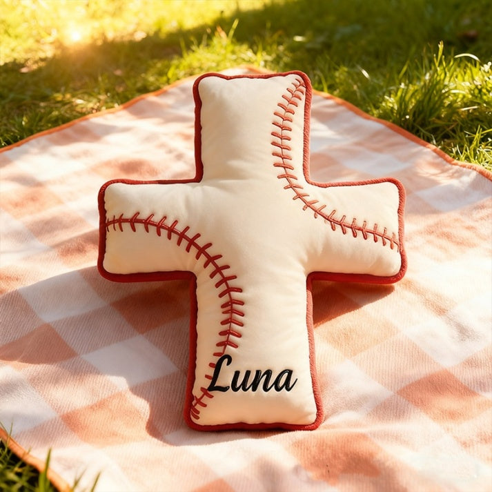 Personalized 3d Printed Baseball Cross Pillow A Religious Gift For Baseball Enthusiasts