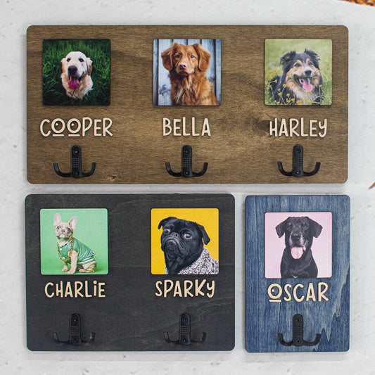 Personalized Pet Leash Holder with Pet Photo and Name Pet Supplies Gift for Dog Cat Lovers