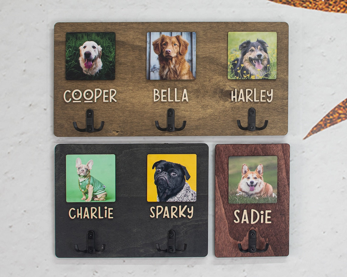 Personalized Pet Leash Holder with Pet Photo and Name Pet Supplies Gift for Dog Cat Lovers
